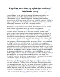 Kognitive metaforer og opfattelse analyse af det danske sprog