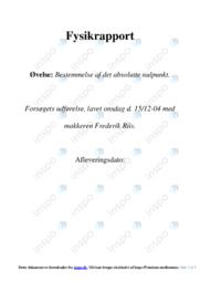 Det absolutte nulpunkt Bestemmelse via Idealgasligningen