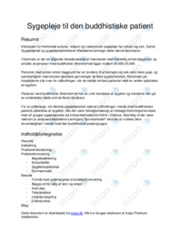 Sygepleje til den buddhistiske patient