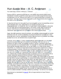 Hun Duede Ikke af H.C. Andersen Analyse