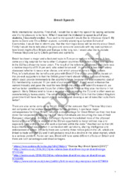 Brexit speech | written assignment