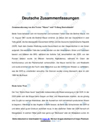 Resumé om tekster om Berlinmuren
