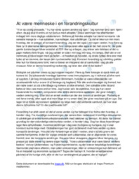 Essay om at være menneske i en forandringskultur
