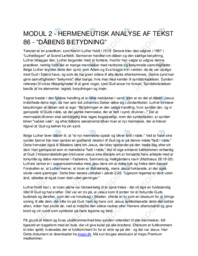 Dåbens betydning af Martin Luther – Hermeneutisk analyse