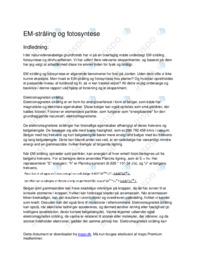 Elektromagnetisk stråling og fotosyntese