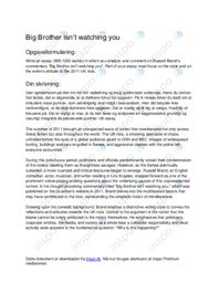 Analytical Essay om Big Brother isn’t watching You