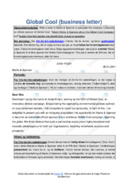 Business Letter om Global Cool