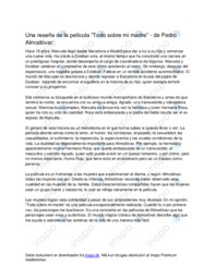 Todo sobre mi madre | Resume og anmeldelse