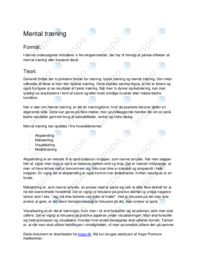 Forsøg med mentaltræning