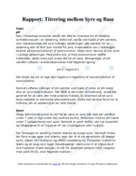 Rapport | Titrering mellem Syre og Base | Kemi opgave