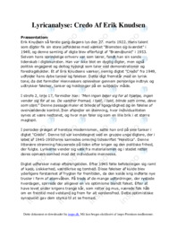 Lyricanalyse | Credo Af Erik Knudsen
