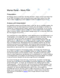 Maries Reise af Marie Pohl  Analyse