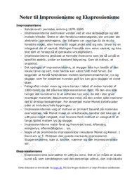 Noter til Impressionisme og Ekspressionisme