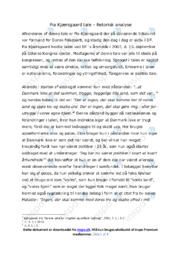 Pia Kjærsgaard tale | Retorisk analyse