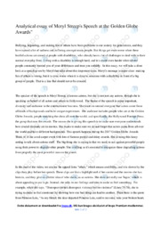 Meryl Streep Speech at Golden Globe Awards | Analytical Essay