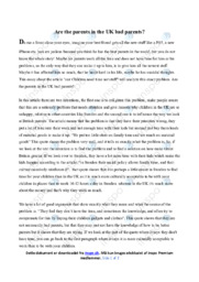 Are the parents in the UK bad parents | Analyze