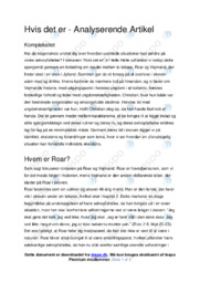 Hvis det er | Analyserende Artikel