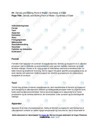 Densitet og kogepunkt for vand | syntese af ester