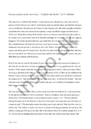 Literary analysis of the short story: “A Gift for My Mother” by Viv McDade