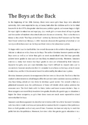 The Boys at the Back | Essay