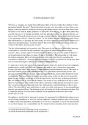 Is fashion going too fast? Essay