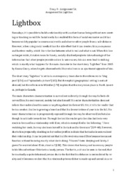 Lightbox Short Story | Essay