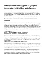 Fotosyntesens afhængighed af lysstyrke, temperatur, kuldioxid og bølgelængde