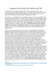 Analytical Essay about Fast Fashion and CSR