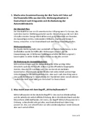 Der Marshall-Plan, Wohnungssituation & Die Bedeutung der Automobilindustrie