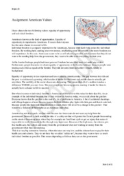 American Values  | English Assignment