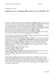 She´s The Bomb | T. Coraghessan Boyle | Analytical Essay