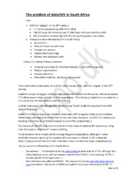 The Aids/HIV problem in South Africa
