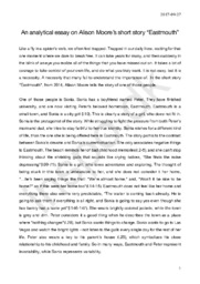 Analytical essay Alison Moore’s short story “Eastmouth”