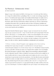 Dy Plambeck – Debatterende Artikel | Analyse