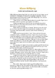 Klaus Rifbjerg | Under vejr med mig selv | Analyse