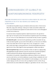 Coronakrisen i et globalt og samfundsøkonomisk perspektiv