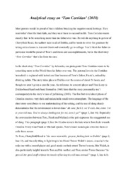 Analytical essay on ‘Tom Corridan’