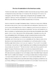 The rise of materialism in the American society