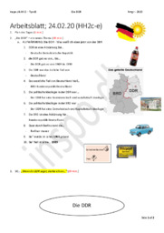 Arbeitsblatt Die DDR | Opg. 2 og 4 | Tysk B